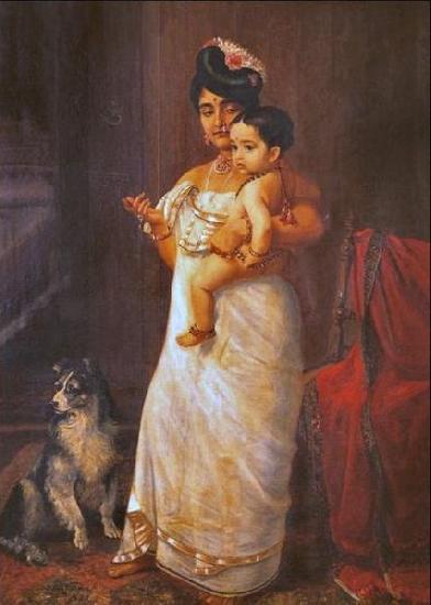 Raja Ravi Varma There Comes Papa oil painting image